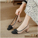Dress Shoes Spring Women Retro Square Toe Chunky Heels Designer Womens Pump Slide Zapatillas Mujer 240612 Drop Delivery Accessories Dhxqc