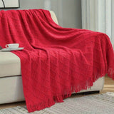 1pc Cozy Nordic Knit Throw Blanket - Soft, Warm, and Plush with Tassels - Perfect for Snuggling Up on Couch, Bed, or Sofa