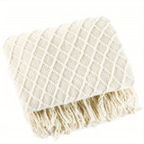 1pc Cozy Nordic Knit Throw Blanket - Soft, Warm, and Plush with Tassels - Perfect for Snuggling Up on Couch, Bed, or Sofa