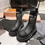 GREATBFB Leather Martin Boots Women's  Summer New Casual Versatile Mesh Boots Slimming Roman Breathable Hollow Boots Women