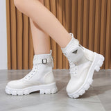 GREATNFB Autumn and Winter New Foreign Trade plus Size Martin Boots Short Tube with Side Bag British Style Fashion Thick Bottom Women's Motorcycle Boots