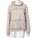 ANTMVSK24TP373 2025 New women's clothing autumn new casual trend hooded drawstring loose lock edge sweater top