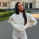 ANTMVSK24TP373 2025 New women's clothing autumn new casual trend hooded drawstring loose lock edge sweater top
