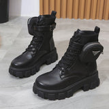 GREATNFB Autumn and Winter New Foreign Trade plus Size Martin Boots Short Tube with Side Bag British Style Fashion Thick Bottom Women's Motorcycle Boots