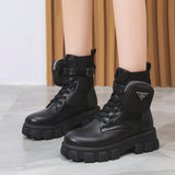 GREATNFB Autumn and Winter New Foreign Trade plus Size Martin Boots Short Tube with Side Bag British Style Fashion Thick Bottom Women's Motorcycle Boots