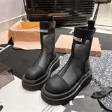 GREATBFB Leather Martin Boots Women's  Summer New Casual Versatile Mesh Boots Slimming Roman Breathable Hollow Boots Women