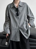 Luxi, minimalist and versatile pure cotton long-sleeved shirt  spring new stacked lapel top jacket 8693