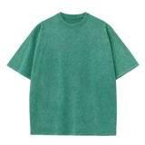 GREATNFB Heavy American-Style Distressed Short-Sleeved T-shirt Customized Printed Logo Drop-Shoulder Pure Cotton Retro Loose T-shirt-Word Picture DIY Foreign Trade