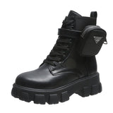 GREATNFB Autumn and Winter New Foreign Trade plus Size Martin Boots Short Tube with Side Bag British Style Fashion Thick Bottom Women's Motorcycle Boots