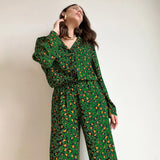 GREATNFB 2025 2021 autumn and winter pajamas cotton silk leopard print long-sleeved suit women's comfortable trousers loose Christmas and New Year women's loungewear
