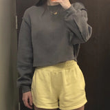 style New women's sweater short open-button velvet splicing design pullover top street hipster Spice Girl outfit