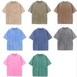 GREATNFB Heavy American-Style Distressed Short-Sleeved T-shirt Customized Printed Logo Drop-Shoulder Pure Cotton Retro Loose T-shirt-Word Picture DIY Foreign Trade