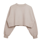 style New women's sweater short open-button velvet splicing design pullover top street hipster Spice Girl outfit