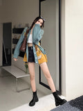 GREATBFB Two Shoes Square Martin Boots for Women  New Autumn Fleece British Thick-Soled Leather Height Increasing Insole Thin Short Boots