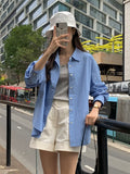 Blue shirt women's spring and autumn design sense niche shirt casual jacket loose lazy wind outside with long-sleeved top