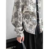 Luxi, national style contrasting color cotton and linen three-dimensional jacquard shirt women's spring new loose design top 8725