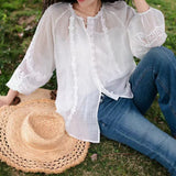 2025 spring and summer new Popularan women's clothing crew neck embroidered lace belt waist linen white dress