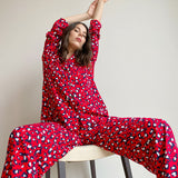 GREATNFB 2025 2021 autumn and winter pajamas cotton silk leopard print long-sleeved suit women's comfortable trousers loose Christmas and New Year women's loungewear