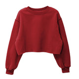 style New women's sweater short open-button velvet splicing design pullover top street hipster Spice Girl outfit