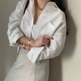 Cotton and linen sunscreen long-sleeved white shirt women's 2020 spring and autumn new Hong Kong style loose top versatile Korean version shirt