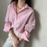 Cotton and linen sunscreen long-sleeved white shirt women's 2020 spring and autumn new Hong Kong style loose top versatile Korean version shirt