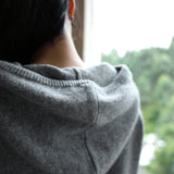 Hooded drawstring wool sweater spring new Japanese and Korean casual cardigan top long-sleeved V-neck 100% wool knitted sweater