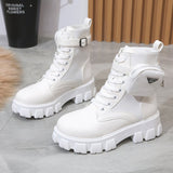 GREATNFB Autumn and Winter New Foreign Trade plus Size Martin Boots Short Tube with Side Bag British Style Fashion Thick Bottom Women's Motorcycle Boots