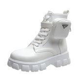 GREATNFB Autumn and Winter New Foreign Trade plus Size Martin Boots Short Tube with Side Bag British Style Fashion Thick Bottom Women's Motorcycle Boots