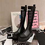 GREATBFB Leather Martin Boots Women's  Summer New Casual Versatile Mesh Boots Slimming Roman Breathable Hollow Boots Women