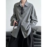 Luxi, minimalist and versatile pure cotton long-sleeved shirt  spring new stacked lapel top jacket 8693