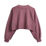 style New women's sweater short open-button velvet splicing design pullover top street hipster Spice Girl outfit