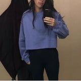 style New women's sweater short open-button velvet splicing design pullover top street hipster Spice Girl outfit