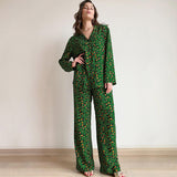 GREATNFB 2025 2021 autumn and winter pajamas cotton silk leopard print long-sleeved suit women's comfortable trousers loose Christmas and New Year women's loungewear