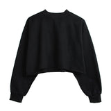 style New women's sweater short open-button velvet splicing design pullover top street hipster Spice Girl outfit