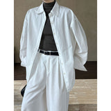 Luxi, minimalist and versatile pure cotton long-sleeved shirt  spring new stacked lapel top jacket 8693