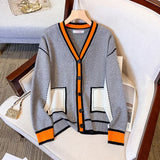 greatnfb Women Cardigans Oversized Sweater V Neck Loose Knitwear Single Breasted Casual Knit Cardigan Outwear Winter Casual Jackets