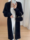 Knitted Winter Elegant Vintage Cardigans Women Fashion White Sweaters Long Coats Warm Loose Soft Jackets Solid Color Clothing