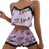 1Set Women's Pajama Shorts Suit Homewear Print Underwear Pijama Sexy Lingerie Camisoles Tanks Nighty Ladies Sleepwear Women