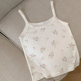 Cute 2 Piece Tops Women Summer 2023 Cardigans and Crop Tops for Sweet Girls Floral Cat Print Kawaii Clothes