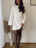 Fashion Shining Sequin Mini Dress For Women Long Sleeve Bowknot Chic Short Dresses Female Elegant Holiday Evening Party Looks