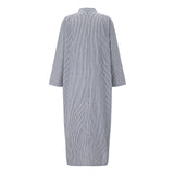 greatnfb  Summer Outfits For Women Stripe Cotton Linen Shirt Lapel Dress Long Sleeve Casual Loose Maxi Dresses Plus Size