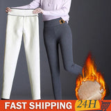 Winter Fleece Lined Leggings Women High Waist Velvet Keep Warm Pants Solid Comfortable Stretchy Thermal Tights Plus Size Leggins