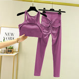 greatnfb Women's Tracksuit Leggings Yoga Set Pocket High Waist Pants Sportswear Bra Fitness Workout Cycling Sport Suit Gym Outfit Clothes