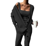 Knitted three piece set for women's new style outerwear, vest, pants set