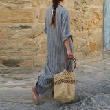 greatnfb Women Dress Casual Loose Short Sleeve Cotton Linen Folds Boho Long Dress Summer Vintage Beach Holiday Street Dresses Female Robe