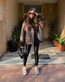 greatnfb  TRAF Fashion Woman Thick Faux Leather Jackets for Women 2024 Winter Warm Wool Blends Chic Coats Lapel Pu Plush New In Outerwear