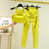 greatnfb Women's Tracksuit Leggings Yoga Set Pocket High Waist Pants Sportswear Bra Fitness Workout Cycling Sport Suit Gym Outfit Clothes