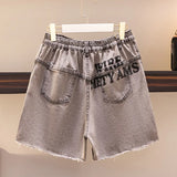 New 2022 Summer Plus Size Women Jeans Shorts For Women Large Size Gray Pocket Cotton Denim Hot pants 3XL 4XL 5XL 6XL 7XL