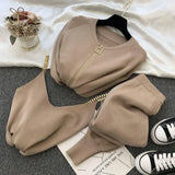 greatnfb Women Zipper Knitted Cardigans Sweaters + Pants Sets + Vest Woman Fashion Jumpers Trousers 3 PCS Costumes Outfit