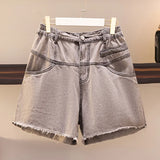 New 2022 Summer Plus Size Women Jeans Shorts For Women Large Size Gray Pocket Cotton Denim Hot pants 3XL 4XL 5XL 6XL 7XL
